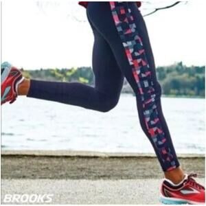 Brooks Leggings Greenlight Tight Blue Red Hanson’s Yoga Women's Size Small